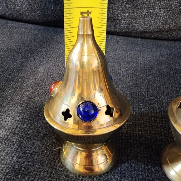 Set Of 3 Brass Incense Burner/ Tea Candle Holder‎ India 4" - Picture 9 of 14